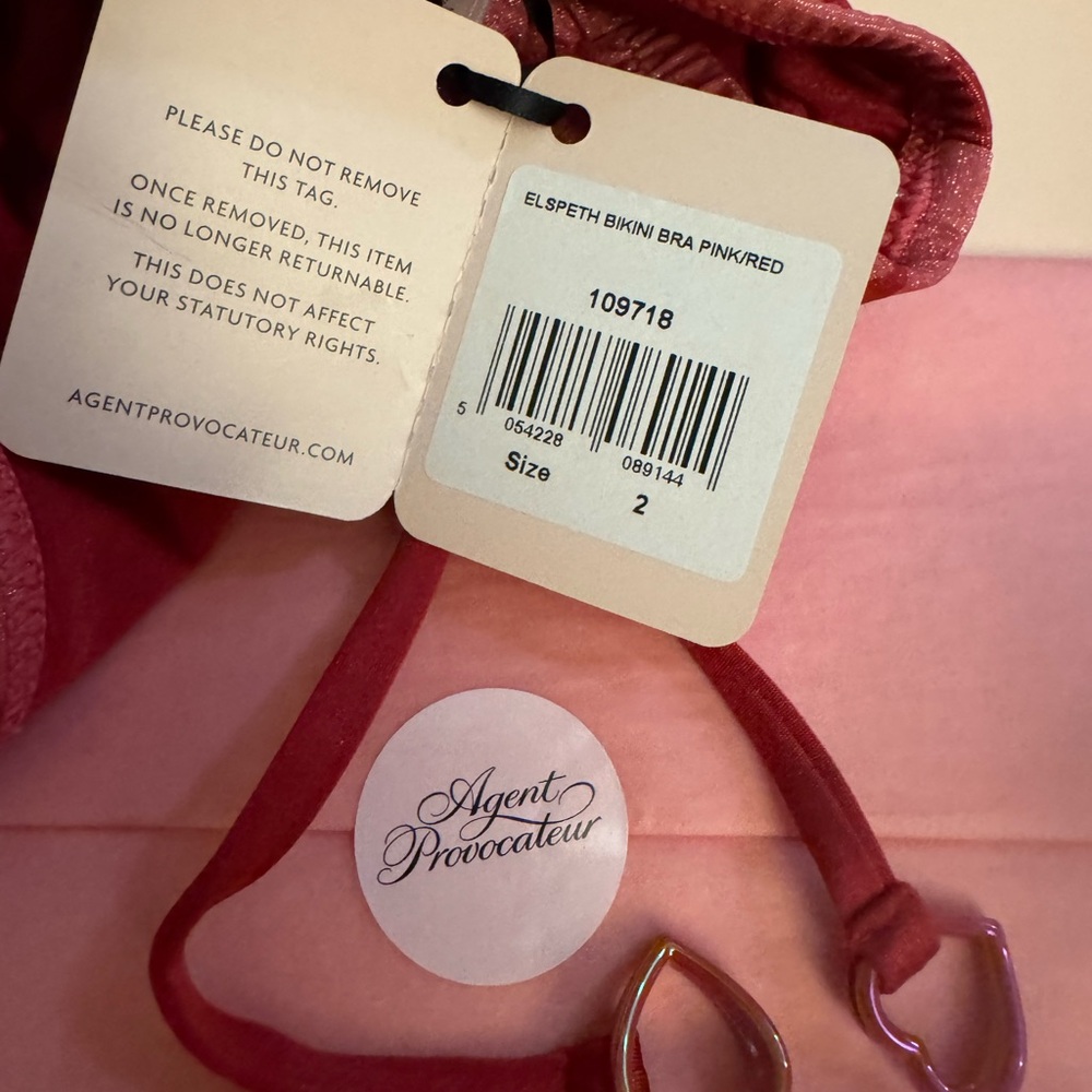 Agent Provocateur 💯% Authentic ELSPEH BIKINI PINK/RED HEART Set - NWT - Size 2 - Picture 3 of 12